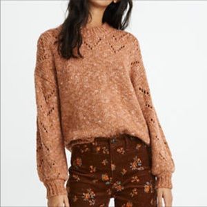 Madewell Pointelle Bubble-Sleeve Pullover Sweater